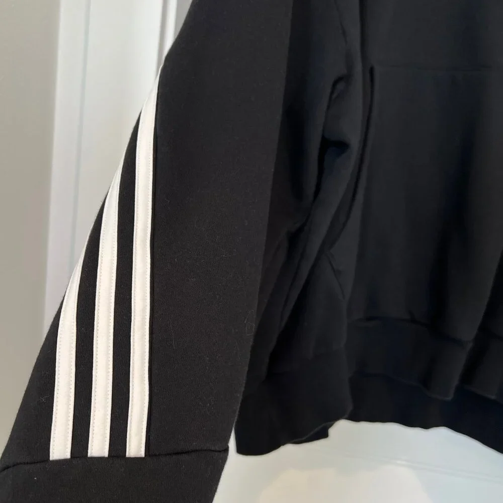 Adidas Men Size 2XL Huskies Black Duo Bars Lifestyle Pullover Hooded Sweatshirt